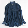 남성용 긴팔 IndigoThick Warmly Regular Cotton Shirt